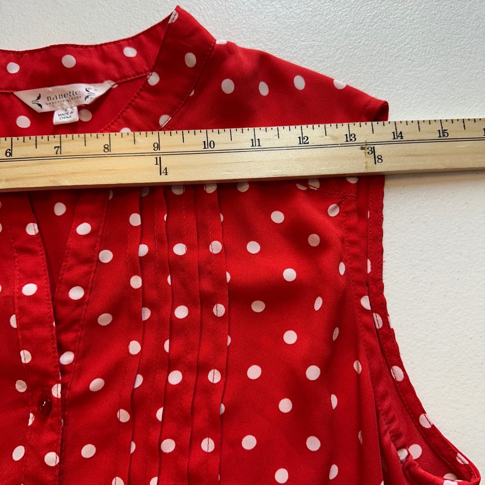Nanette Lepore Red Polka Dot Dress Size 6 Retro Vintage Style Midi - Picture 10 of 13